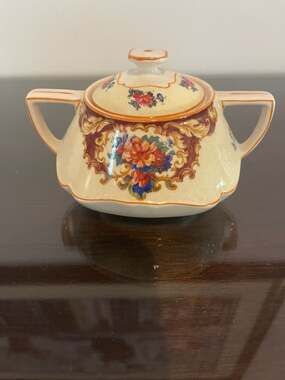 Vintage Crown Ducal Ware Floral Lidded Sugar Bowl Made in England